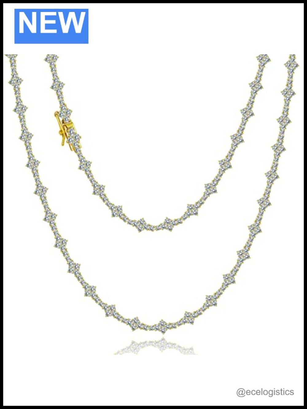 14k Gold Plated Tennis Necklace 3mm Cubic Zirconia 16-20 Inches Prong Set